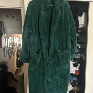 Forever 21 Dark Green Teddy Coat